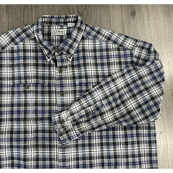 LL Bean Flannel Shirt Button Down Mens XL Chamois Cloth Vintage Plaid - Picture 2 of 6
